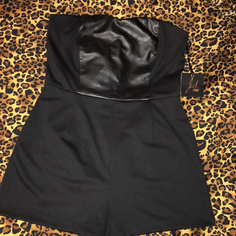 Strapless romper.